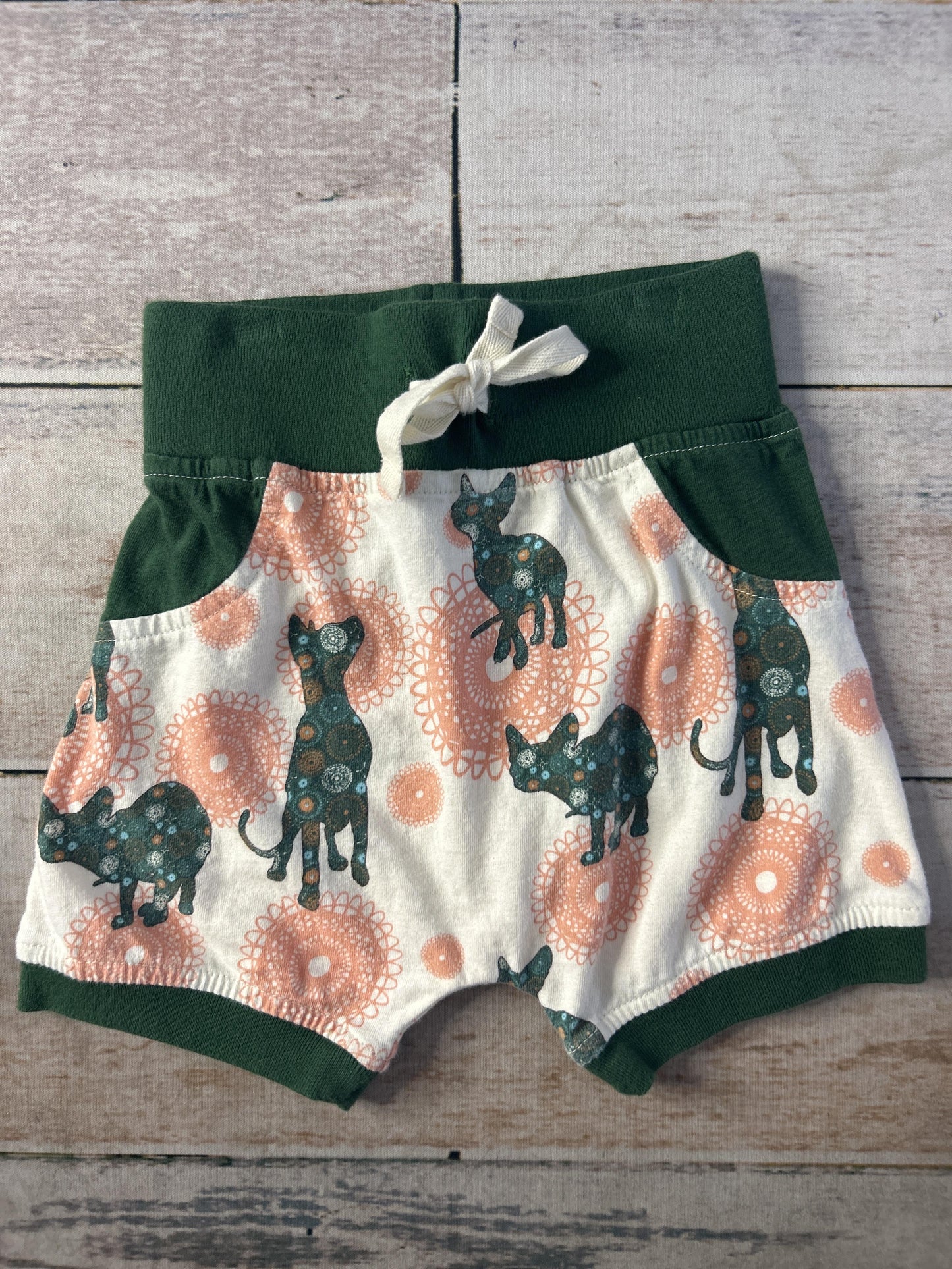 Cat & Dogma Unisex green | pink | Turtles Shorts Size: 6-12 months green | pink | Turtles