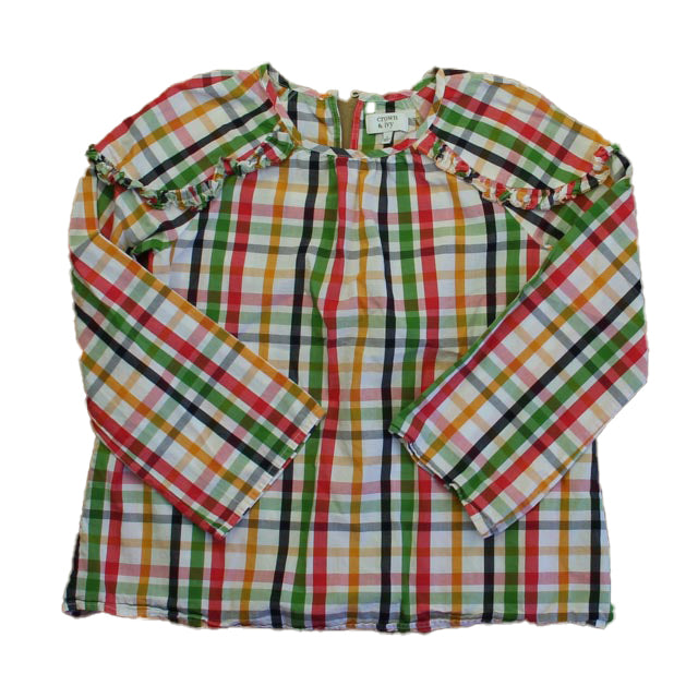 Crown & Ivy Girls Green | Pink | Yellow Plaid Blouse Size: 10-12 Years Green | Pink | Yellow Plaid