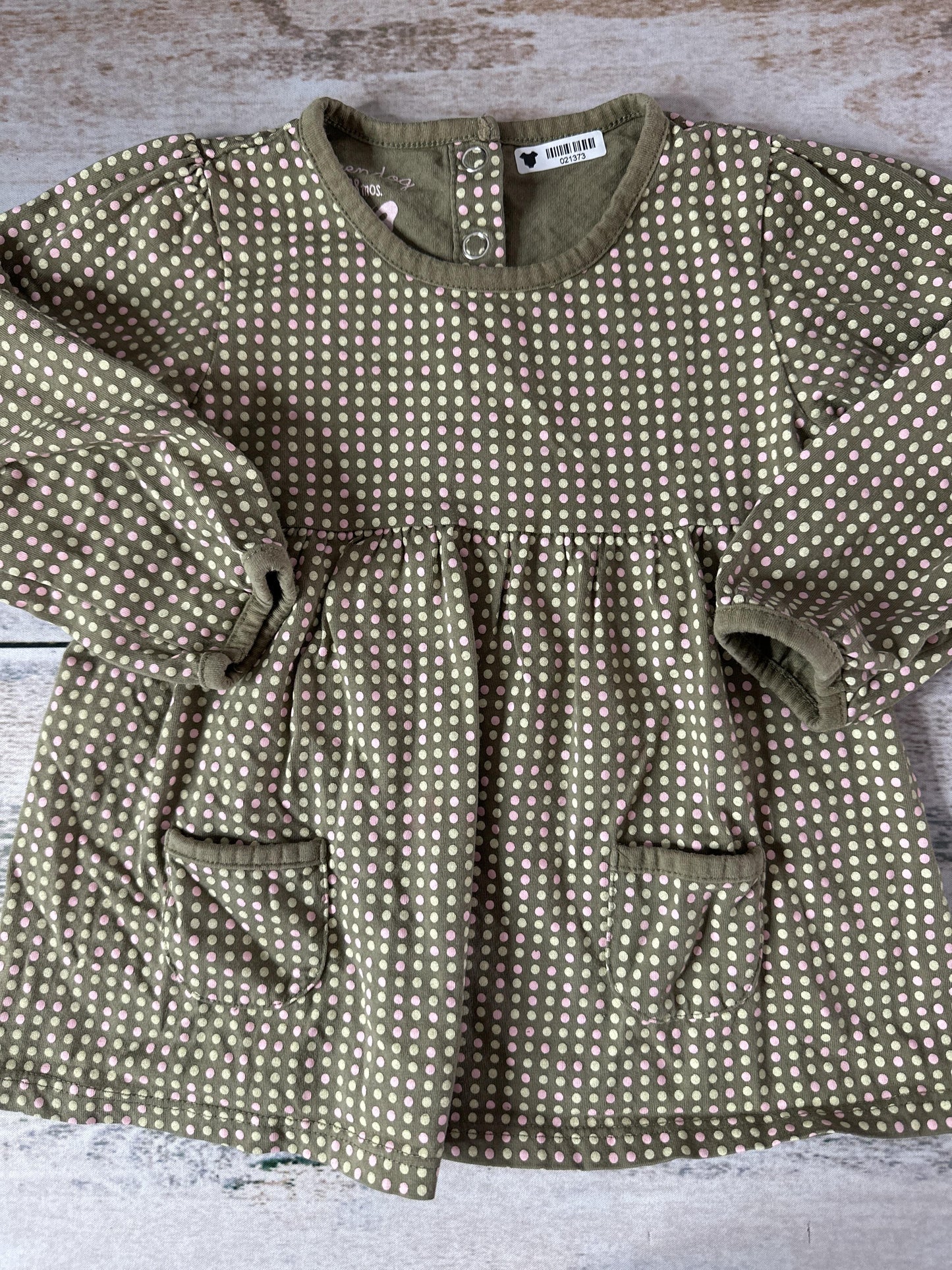 Unisex green | pink Button Down Short Sleeve Size: 18 months green | pink