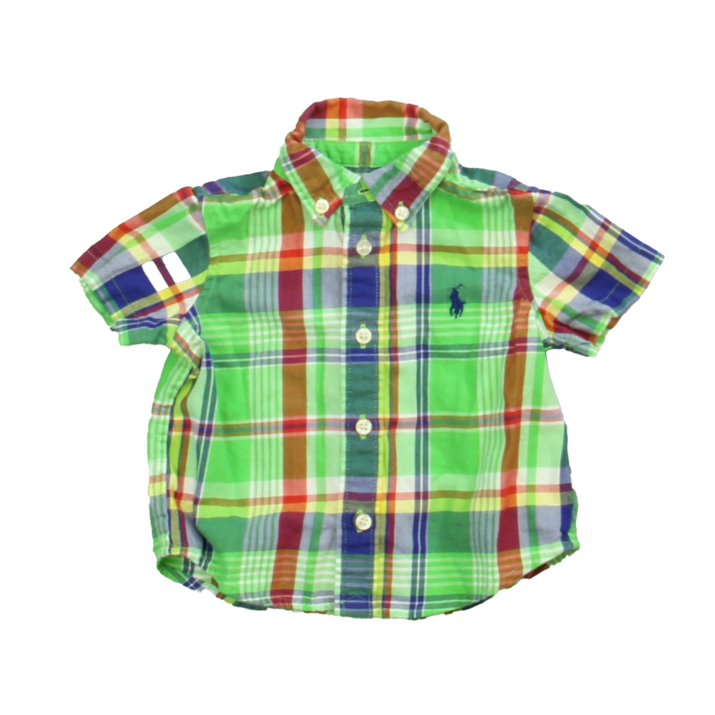 Ralph Lauren Boys Green Plaid Button Down Short Sleeve Size: 3 Months Green Plaid