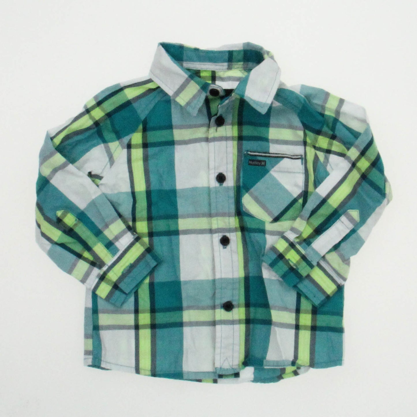 Hurley Boys Green | Plaid Button Down Long Sleeve Size: 12 Months Green | Plaid