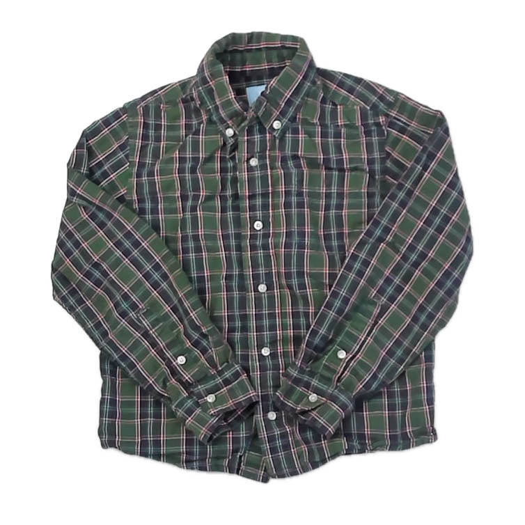 Chaps Boys Green Plaid Button Down Long Sleeve Size: 7 Years Green Plaid