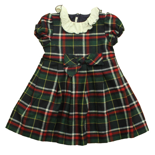 Le Bebe Girls Green | Red Plaid Dress Size: 2T Green | Red Plaid