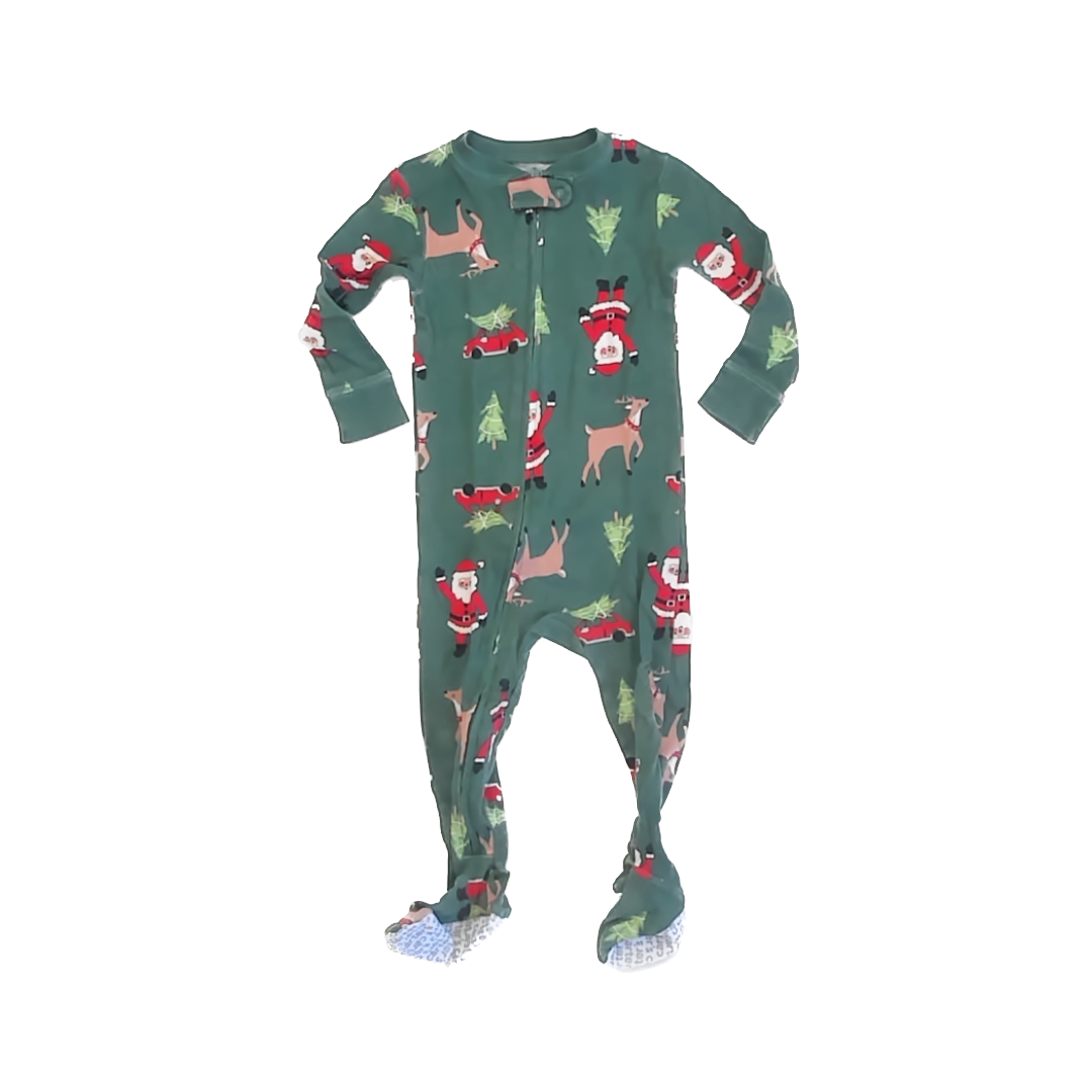 Carter's Boys Green Santa 1-piece footed Pajamas Size: 12 Months Green Santa