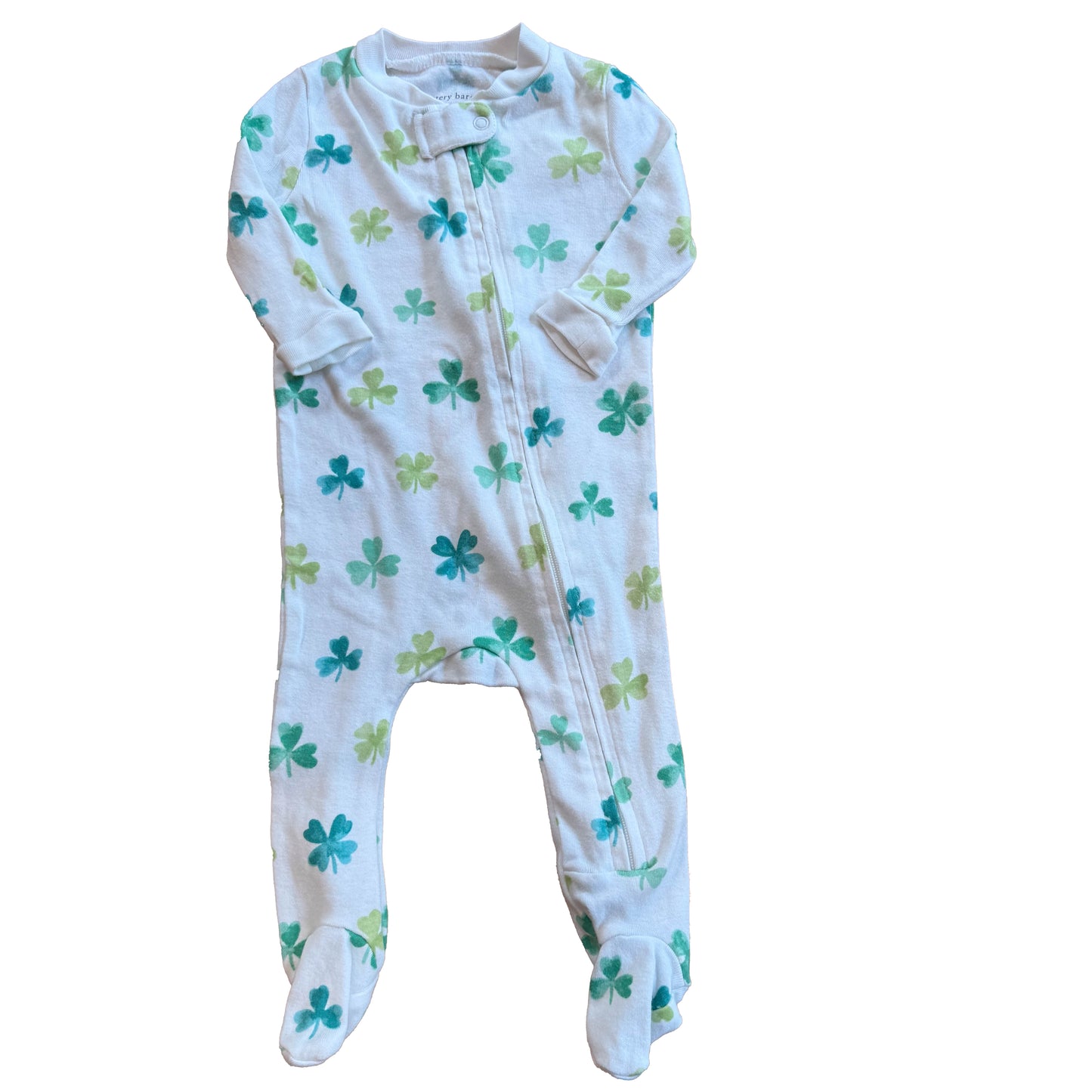 Pottery Barn Unisex Green Shamrocks 1-piece footed Pajamas Size: 0-3 Months Green Shamrocks