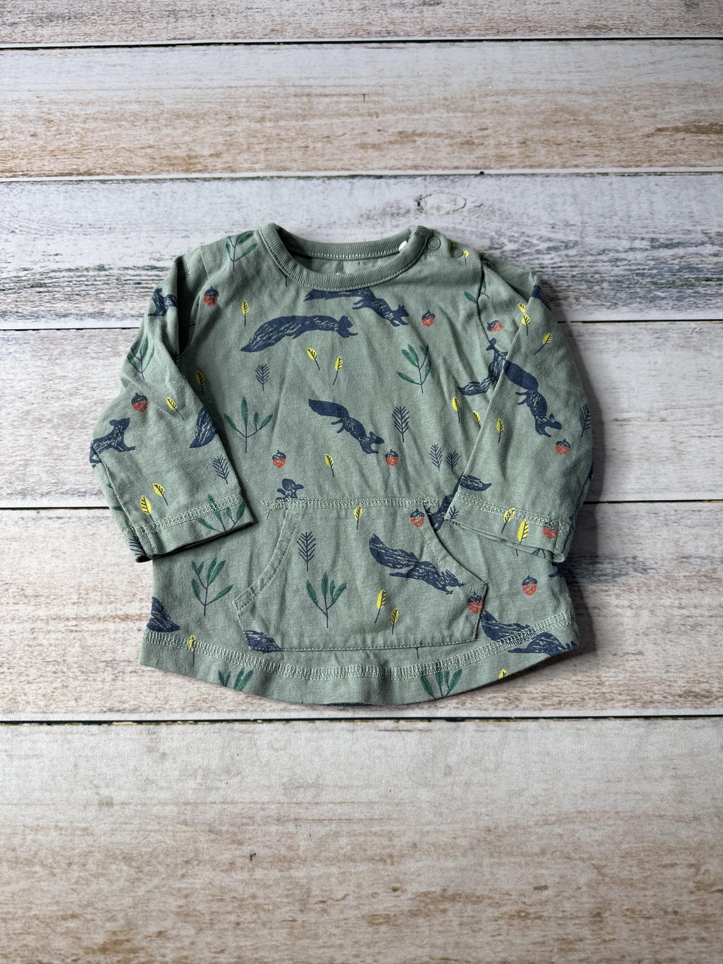 Oliver & Rain Unisex green | Squirrel Long Sleeve Shirt Size: 6 months green | Squirrel