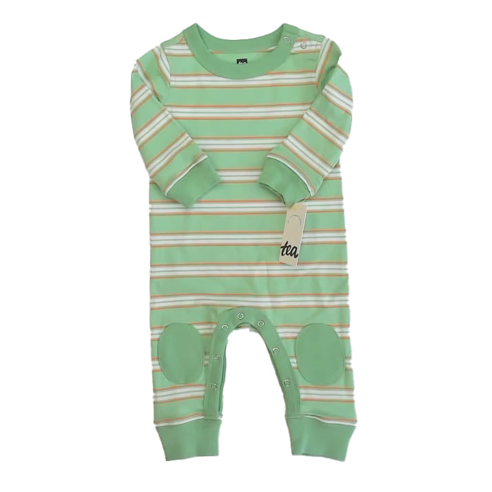 Tea Collection Boys Green Stripe Long Sleeve Outfit Size: 6-9 Months Green Stripe