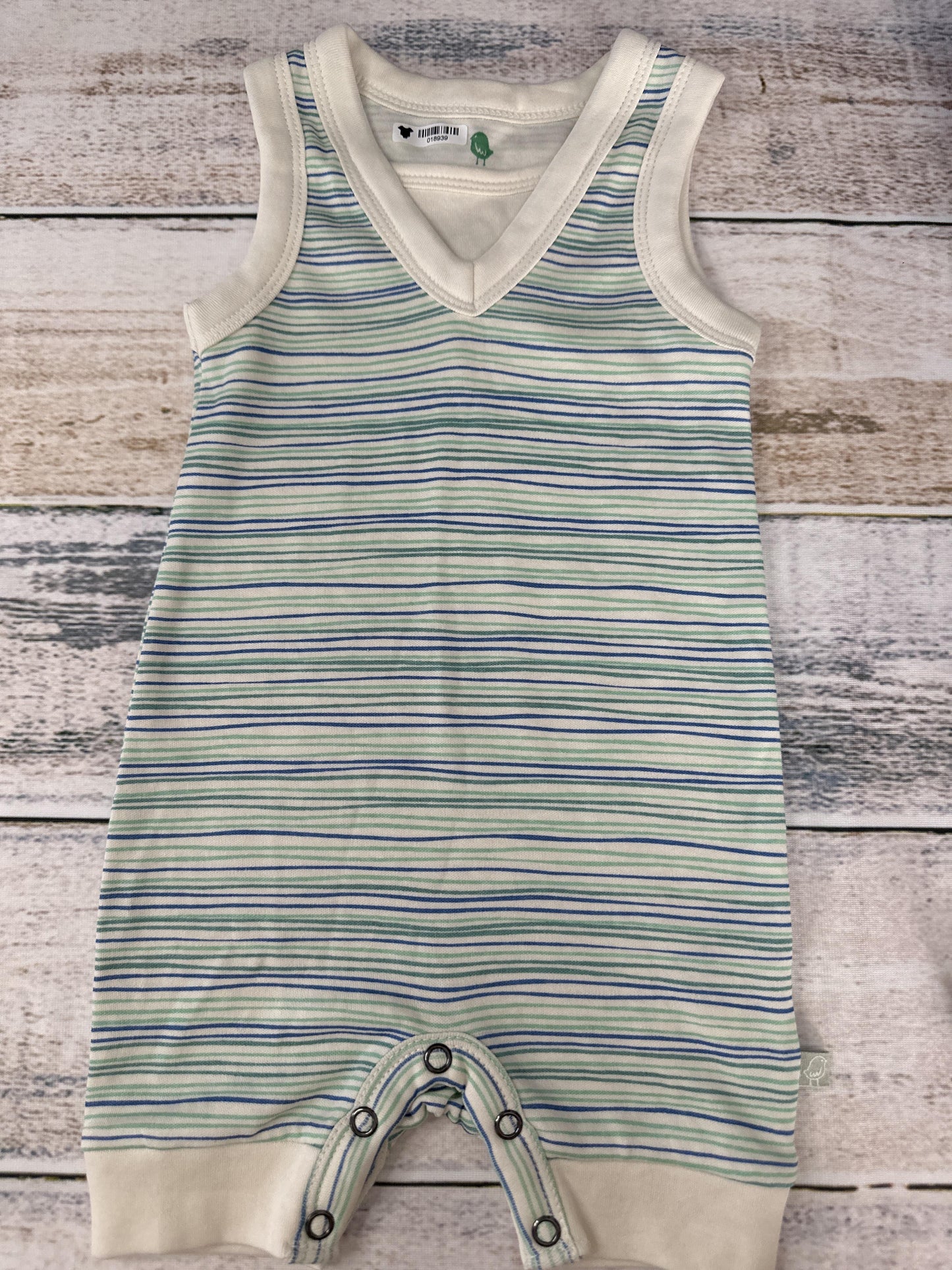 Finn + Emma Boys green | Striped Romper Size: 3-6 months green | Striped