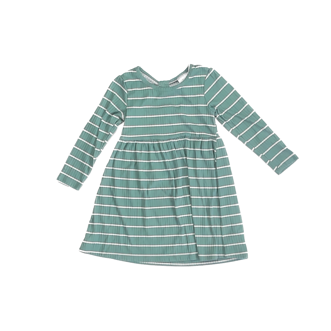 Member's Mark Girls Green Striped Dress Size: 3T Green Striped