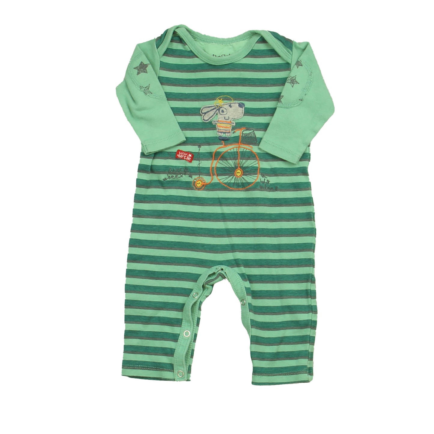 Naartjie Boys Green | Stripes | Dog Long Sleeve Outfit Size: 3-6 Months Green | Stripes | Dog