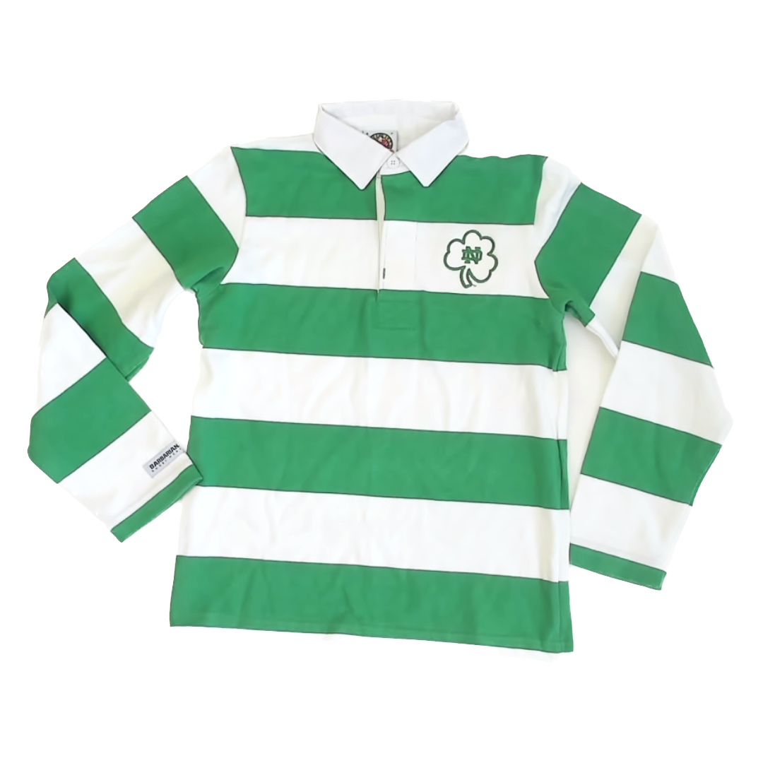 Barbarian Unisex Green | White Notre Dame Rugby Shirt Size: Adult S Green | White Notre Dame