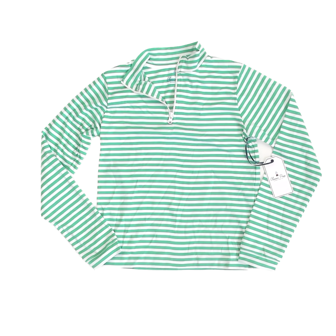 Classic Prep Boys Green | White Striped Long Sleeve Shirt Size: 14 years Green | White Striped