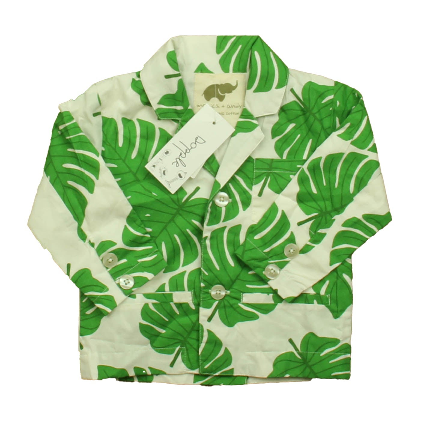 Monica & Andy Boys Green | White Jacket Size: 18-24 Months Green | White