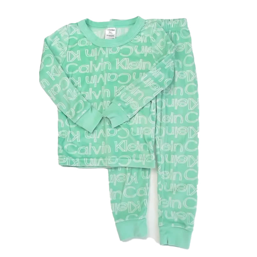 Calvin Klein Boys Green | White 2-piece Pajamas Size: 4T Green | White