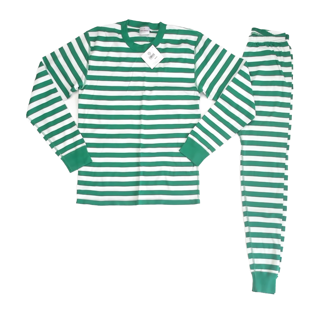 Hanna Andersson Boys Green | White 2-piece Pajamas Size: Men's M Green | White