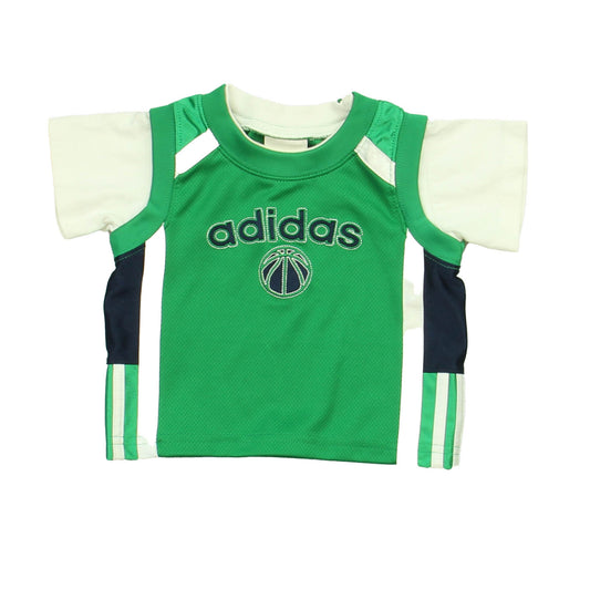 Adidas Boys Green | White Short Sleeve Shirt Size: 6 Months Green | White
