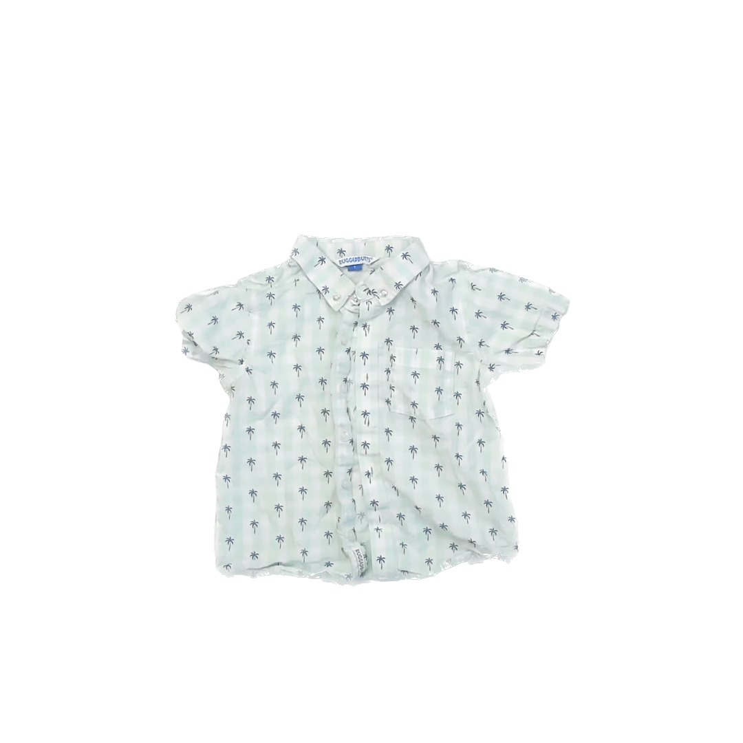 Rugged Butts Boys Green | White Button Down Short Sleeve Size: 5T Green | White
