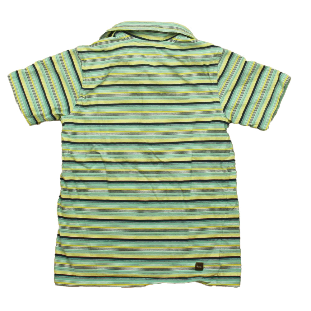 Tea Boys Green | Yellow Stripe Polo Shirt Size: 7 Years Green | Yellow Stripe