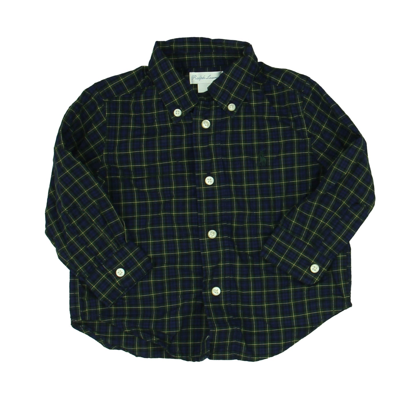 Ralph Lauren Boys Green | Yellow Button Down Long Sleeve Size: 12 Months Green | Yellow