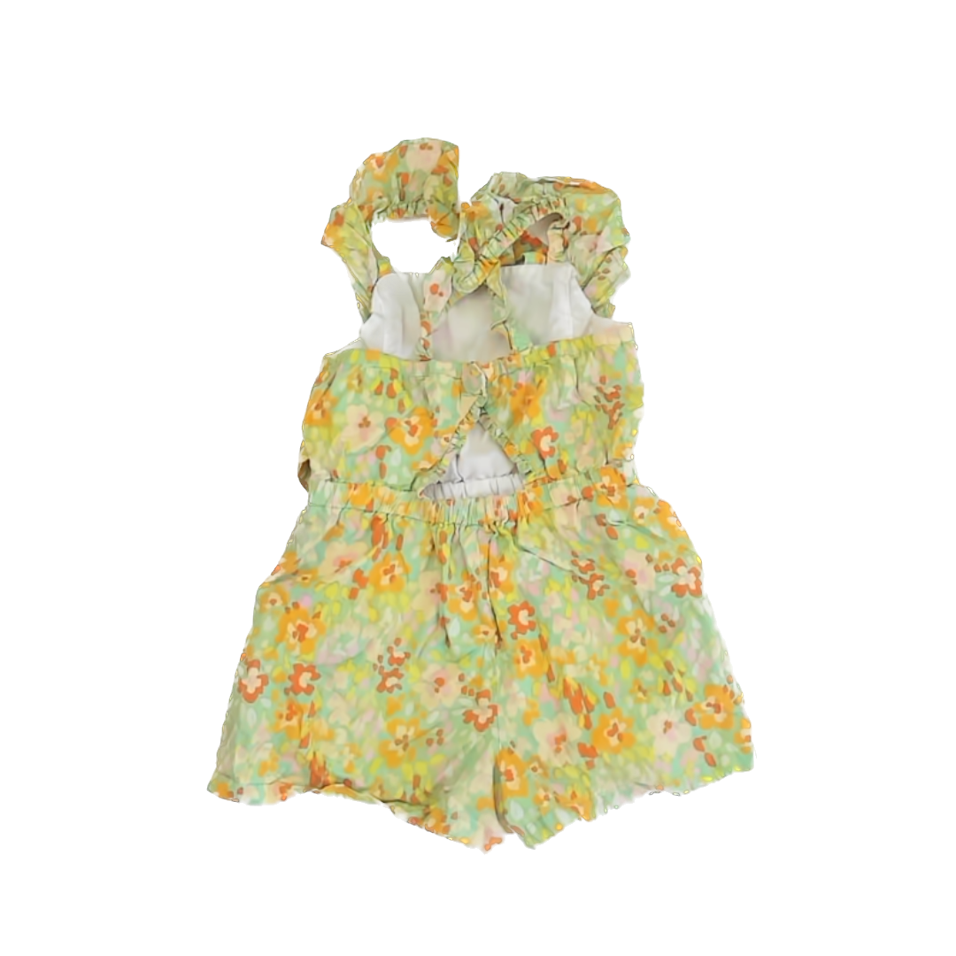 Etta Vee Girls Green | Yellow Romper Size: 6 Years Green | Yellow