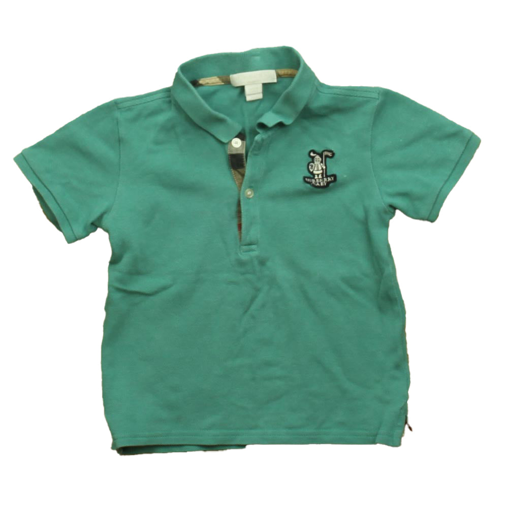 Burberry Boys Green Polo Shirt Size: 3T Green