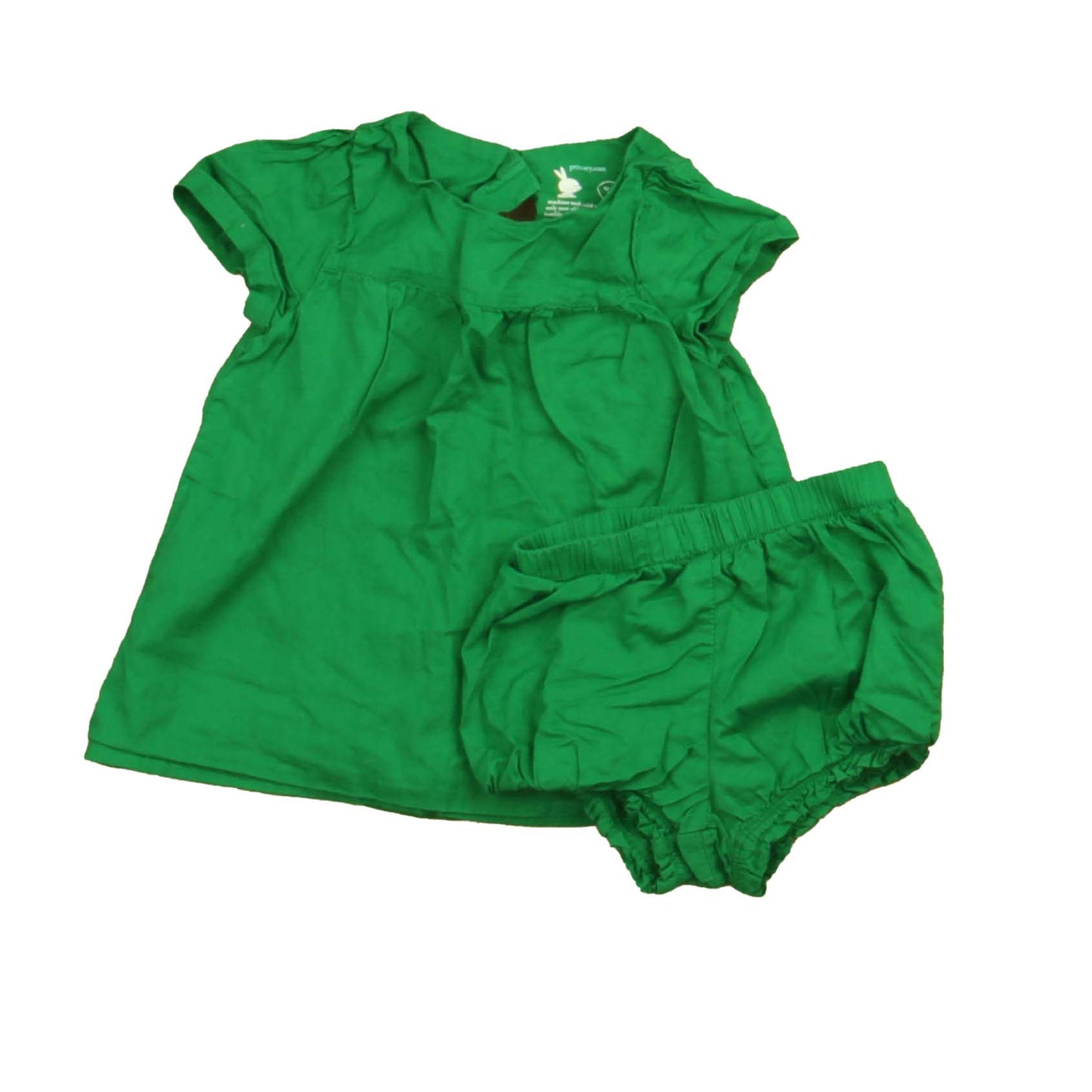 Primary.com Girls Green Dress Size: 6-12 Months Green