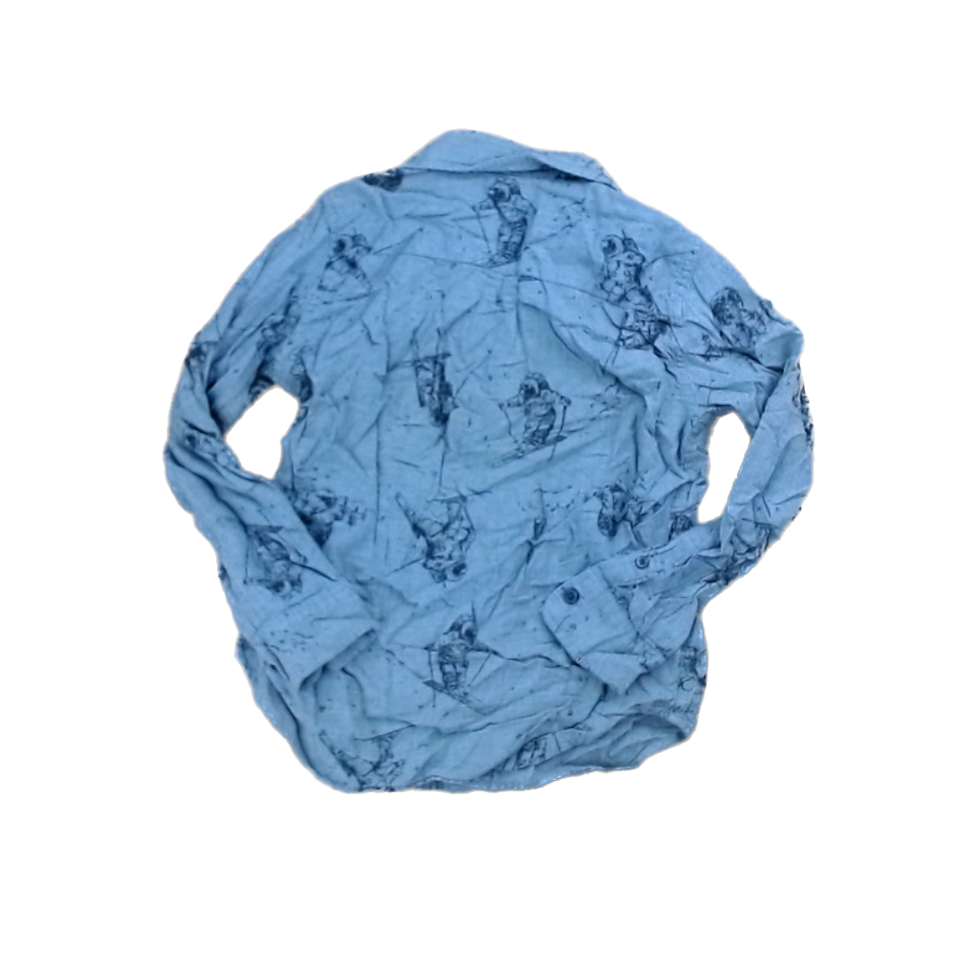 Rockets Of Awesome Boys Grey | Black Astronauts Button Down Long Sleeve Size: 8 Years Grey | Black Astronauts