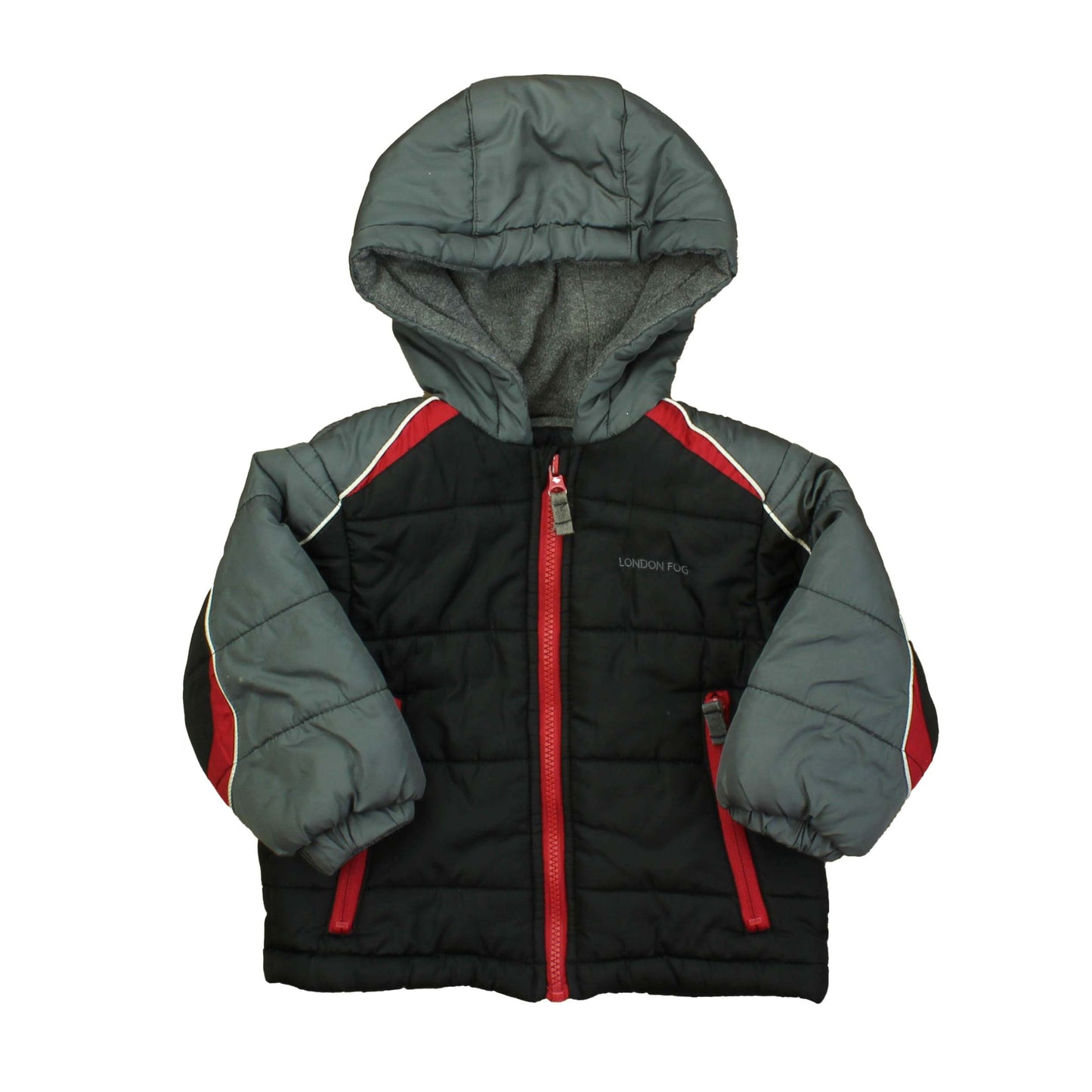 London Fog Boys Grey | Black | Red Jacket Size: 2T Grey | Black | Red