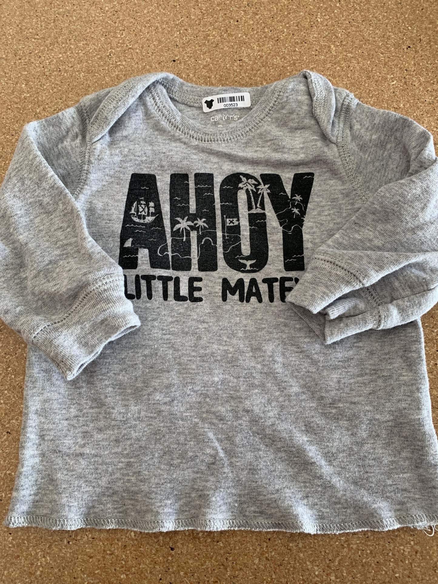 Boys Grey | Black Long Sleeve Shirt Size: 3 months Grey | Black