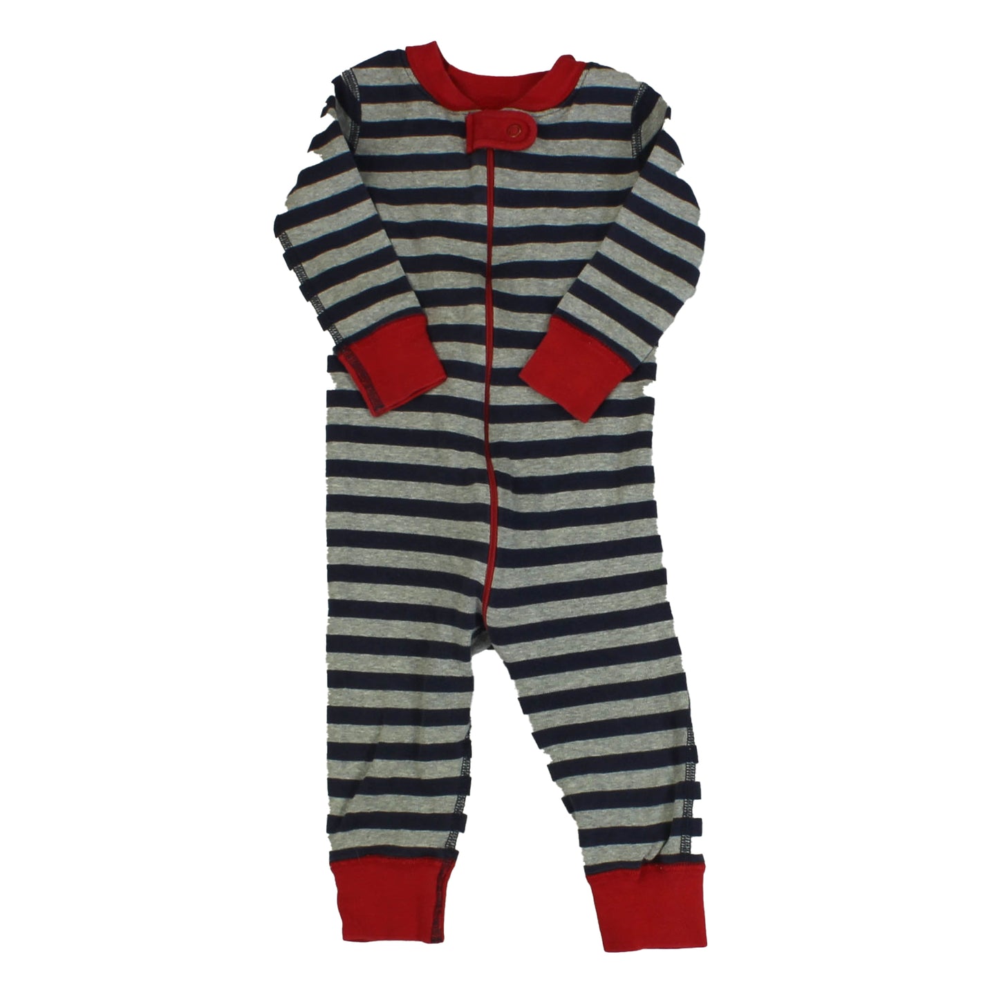 Hanna Andersson Boys Grey | Blue | Stripes | Red 1-piece Non-footed Pajamas Size: 9-18 Months Grey | Blue | Stripes | Red