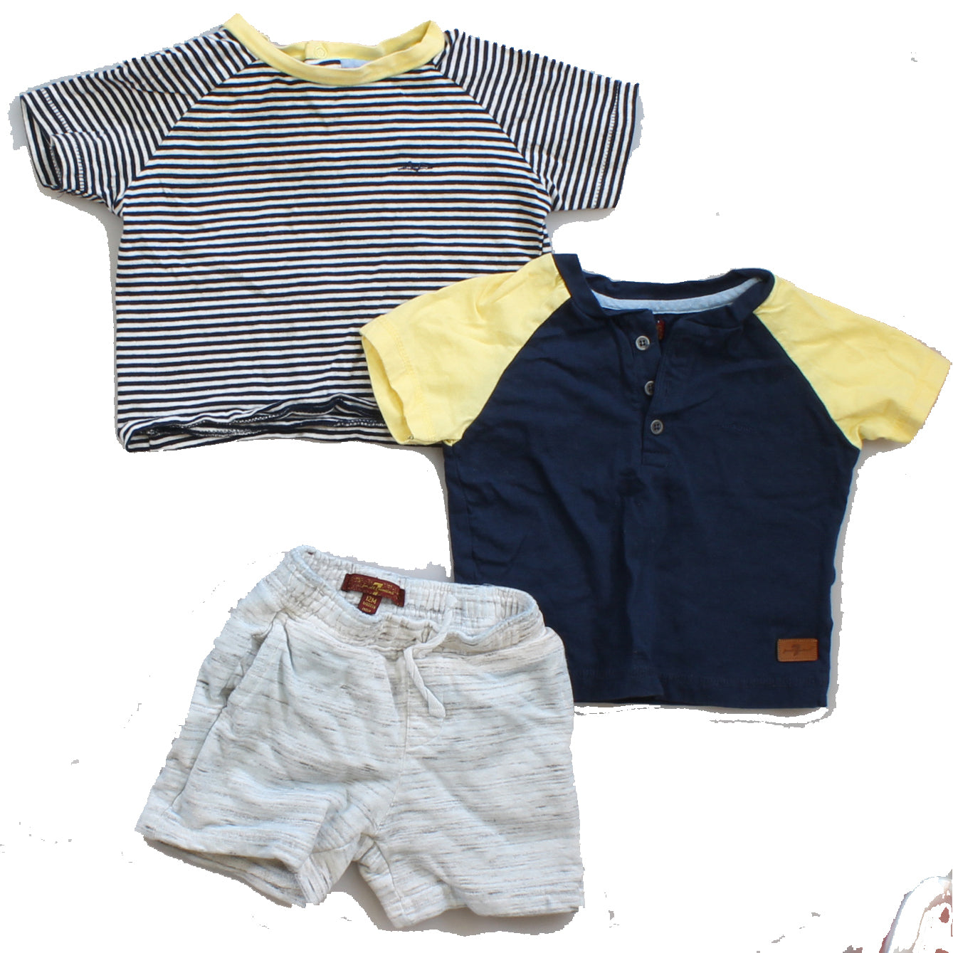 7 for all Mankind Boys Grey | Blue | Yellow Apparel Sets Size: 12 Months Grey | Blue | Yellow