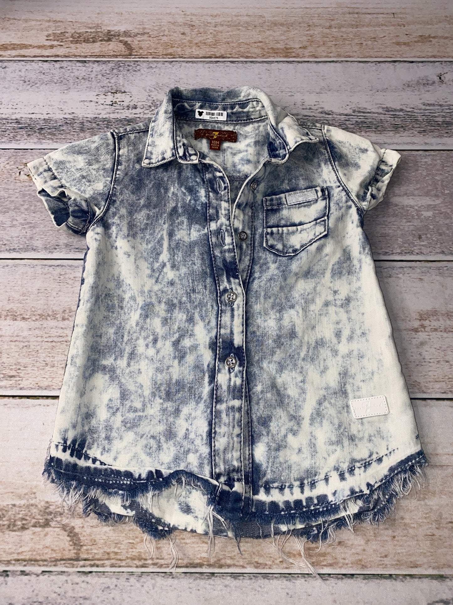 7 For All Mankind Girls Grey | Chambray Button Down Short Sleeve Size: 18 months Grey | Chambray