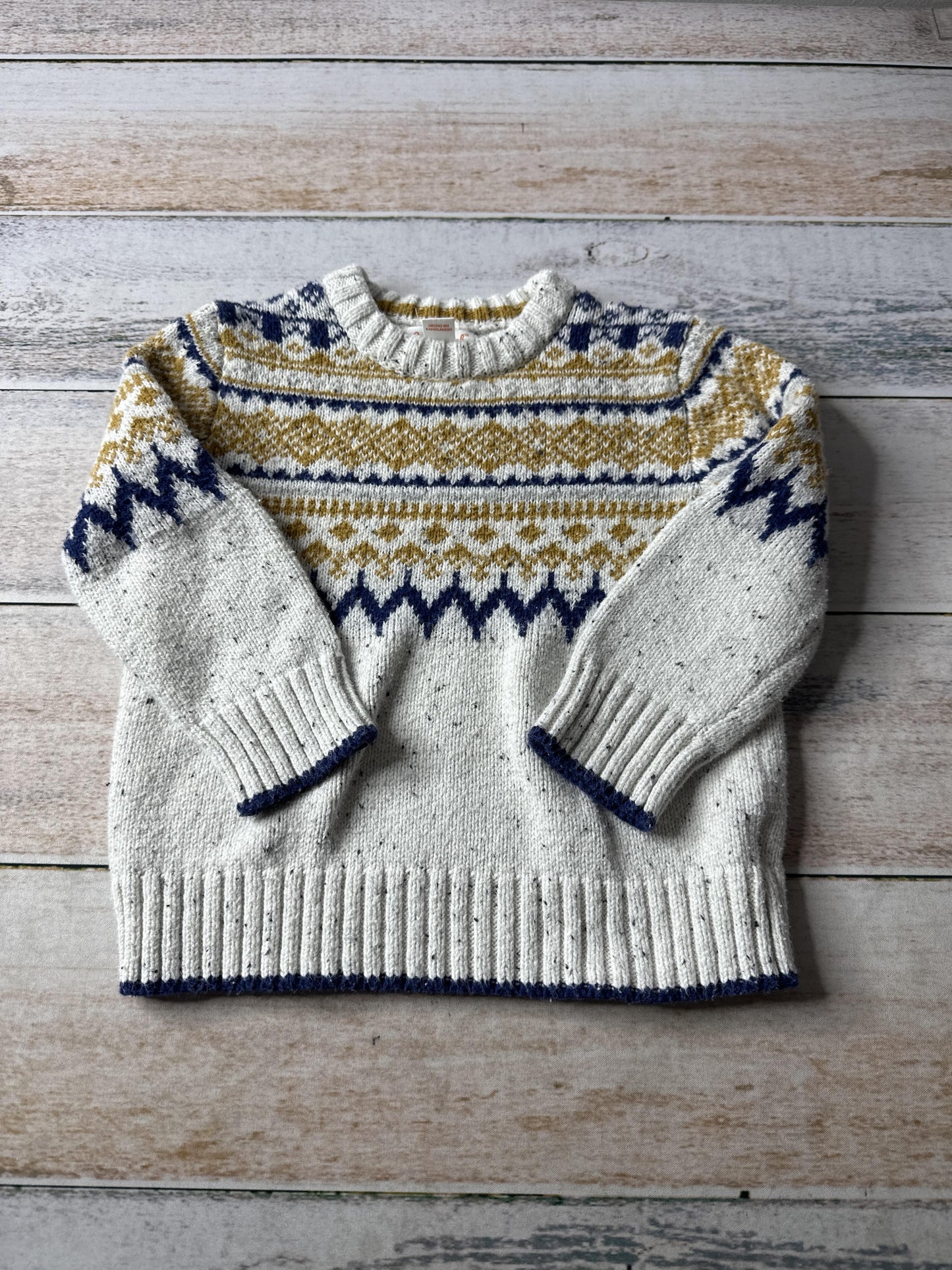 Cat and Jack Boys Grey | cream | Brown | Navy Blue Sweater Size: 18 months Grey | cream | Brown | Navy Blue