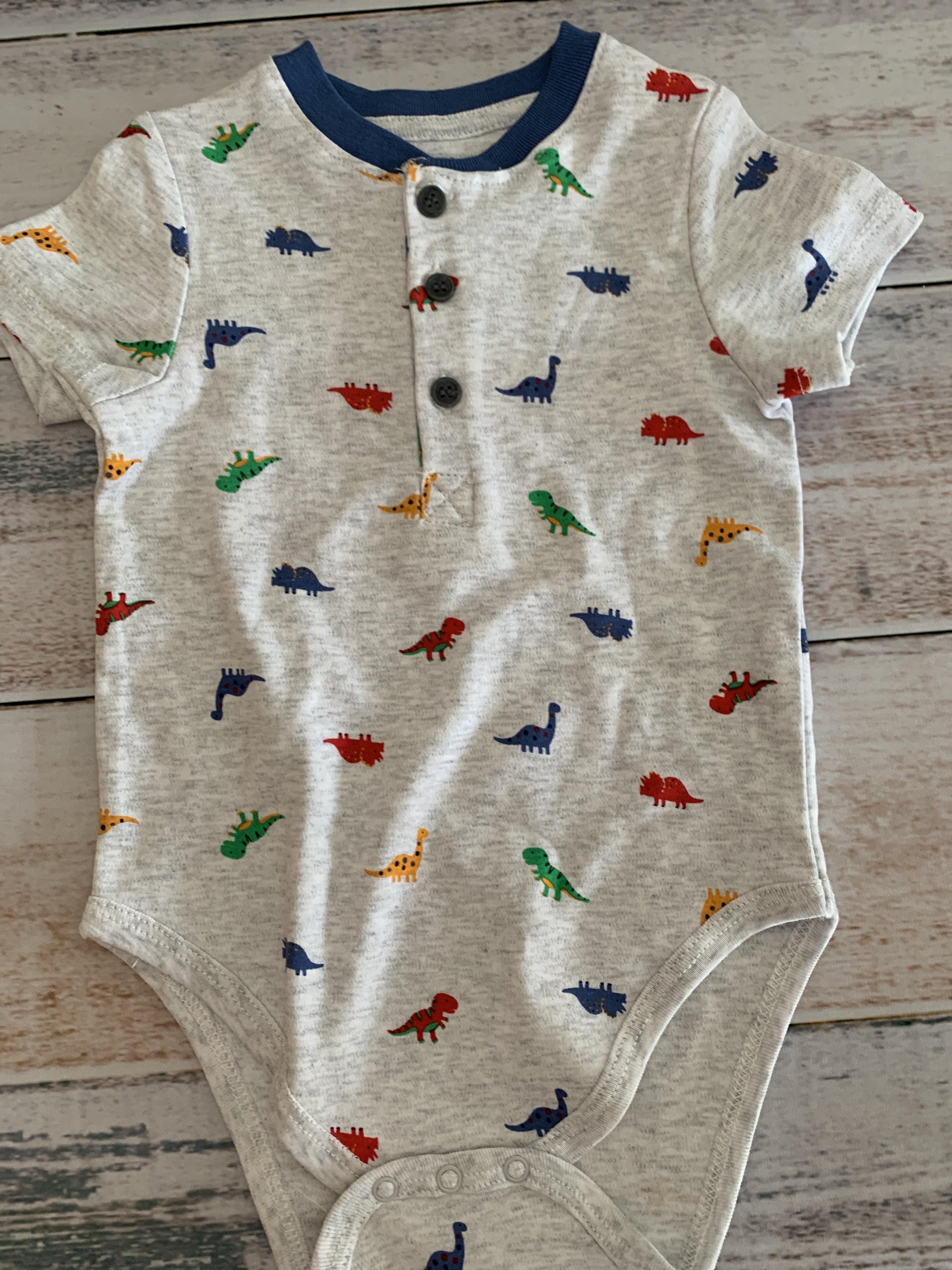 Little Me Boys Grey | Dinosaur Onesie Size: 12 months Grey | Dinosaur