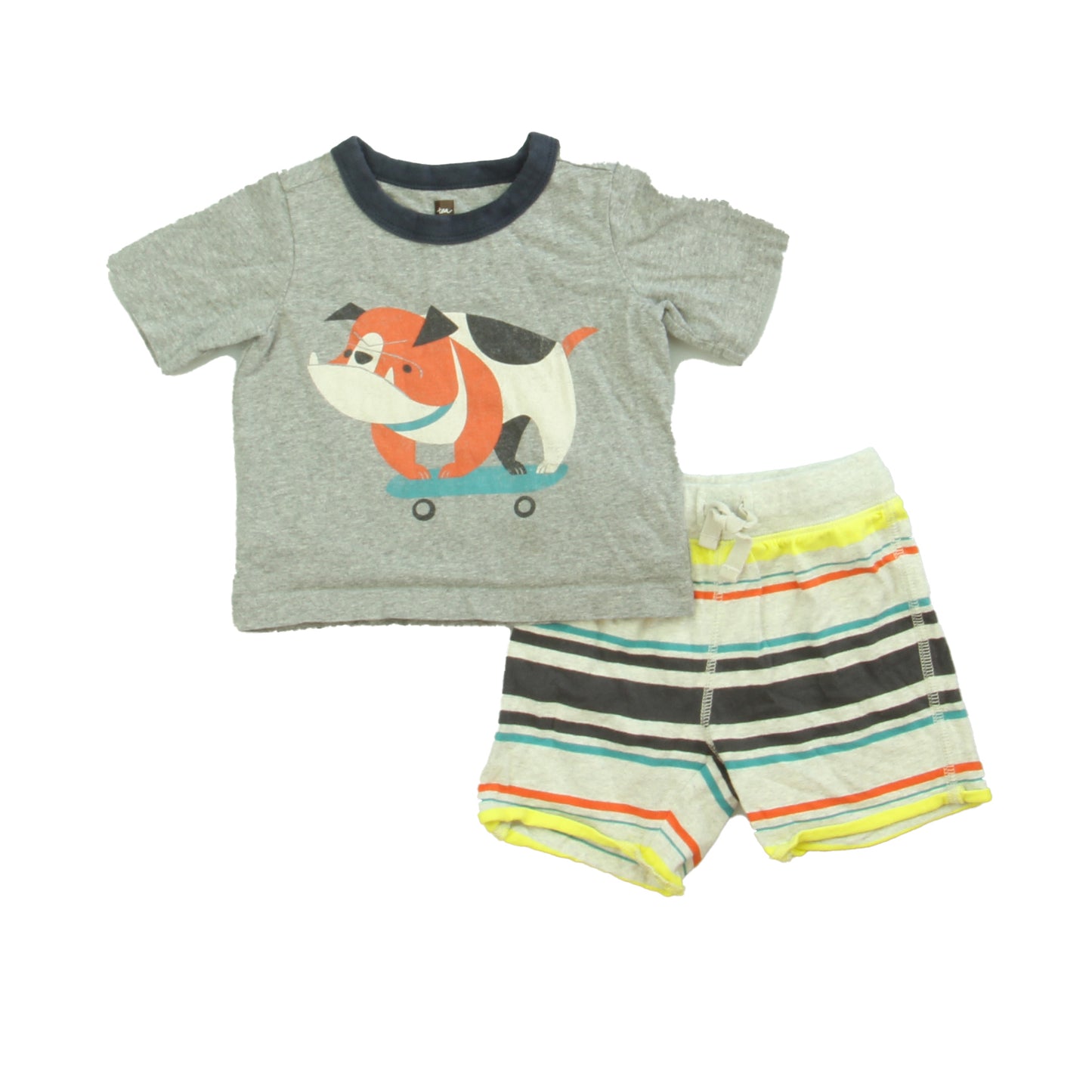 Tea Boys Grey | Dog | Stripes Apparel Sets Size: 6-9 Months Grey | Dog | Stripes