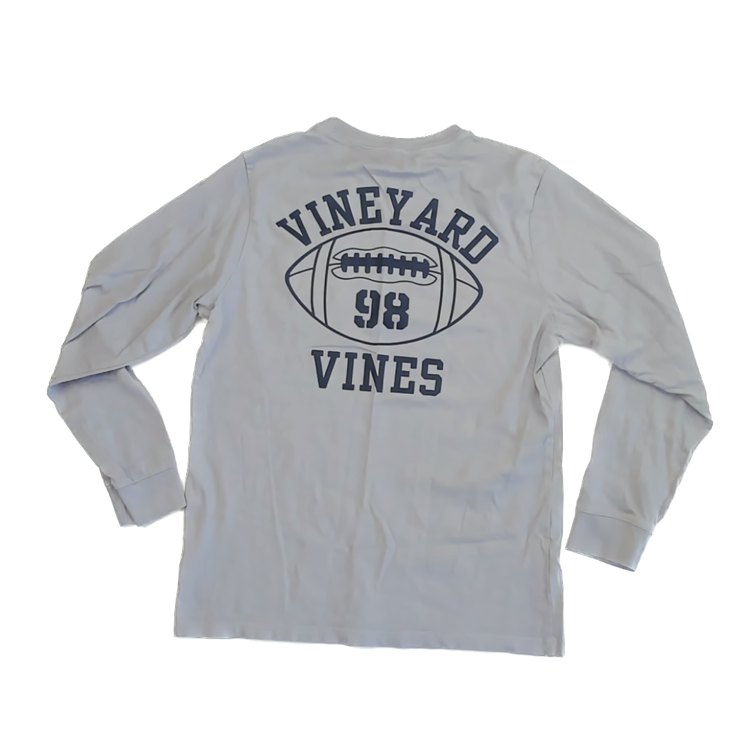 Vineyard Vines Boys Grey Football Long Sleeve T-Shirt Size: Youth M (12-14 Years) Grey Football