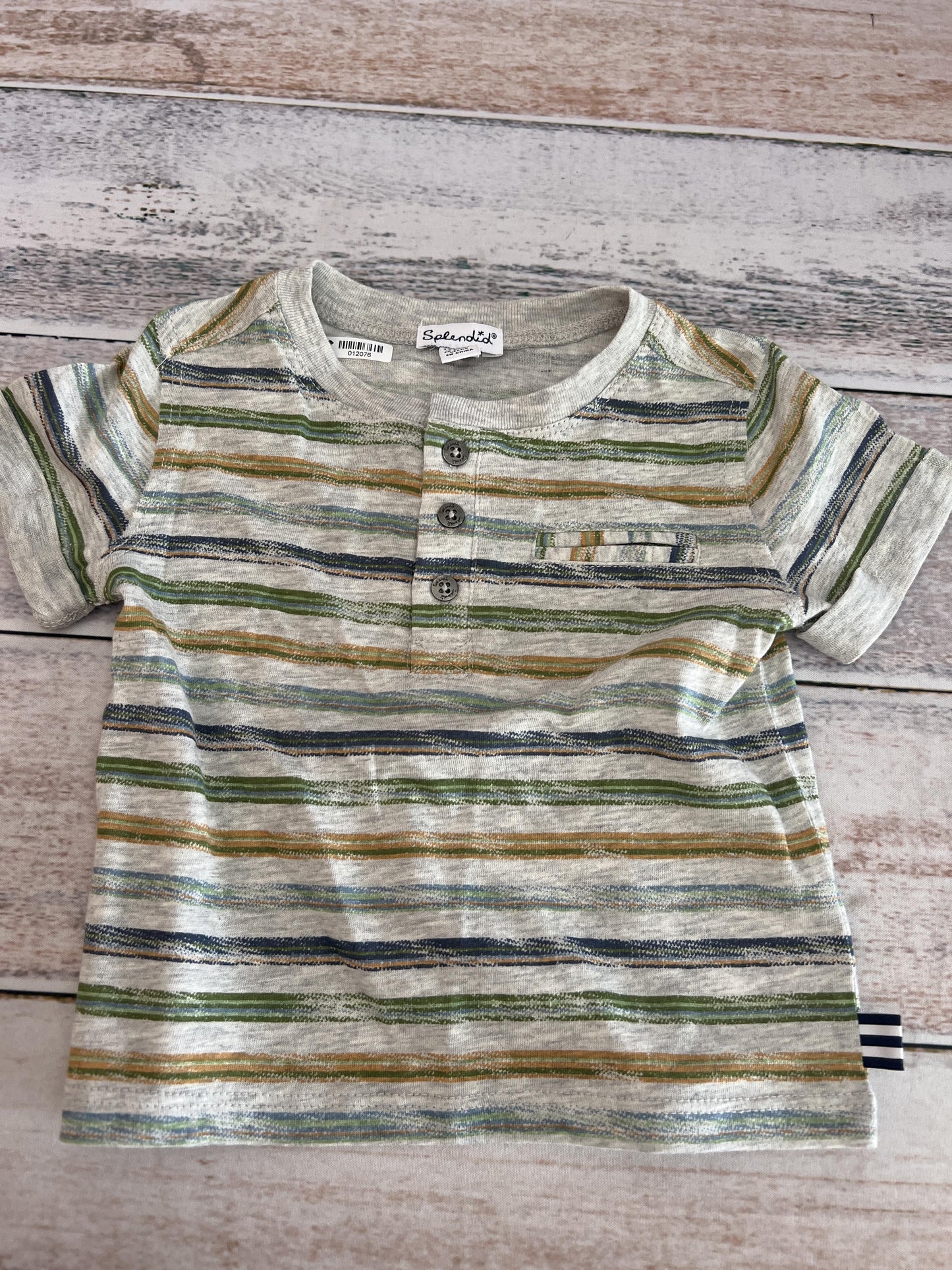 Splendid Boys Grey | Forest Green | Stripe T-Shirt Size: 12-18 months Grey | Forest Green | Stripe