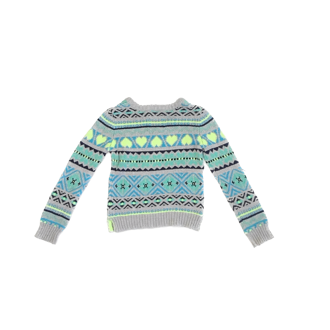 Justice Girls Grey | Green | Blue Sweater Size: 7 Grey | Green | Blue