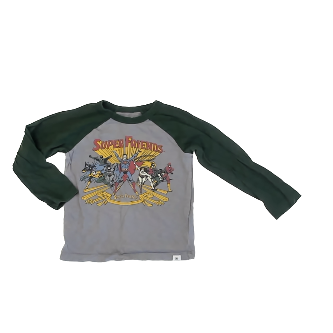 Gap x DC Boys Grey | Green | Superman Long Sleeve T-Shirt Size: 5T Grey | Green | Superman