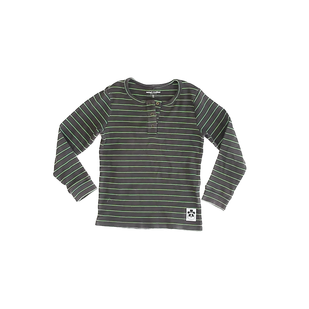 Mini Rodini Boys Grey | Green Henley Size: 10 Years Grey | Green