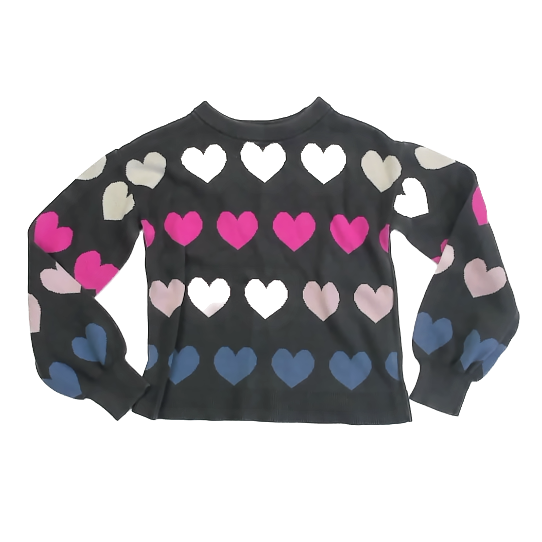 Gap Girls Grey Hearts Sweater Size: 14-16 Years Grey Hearts