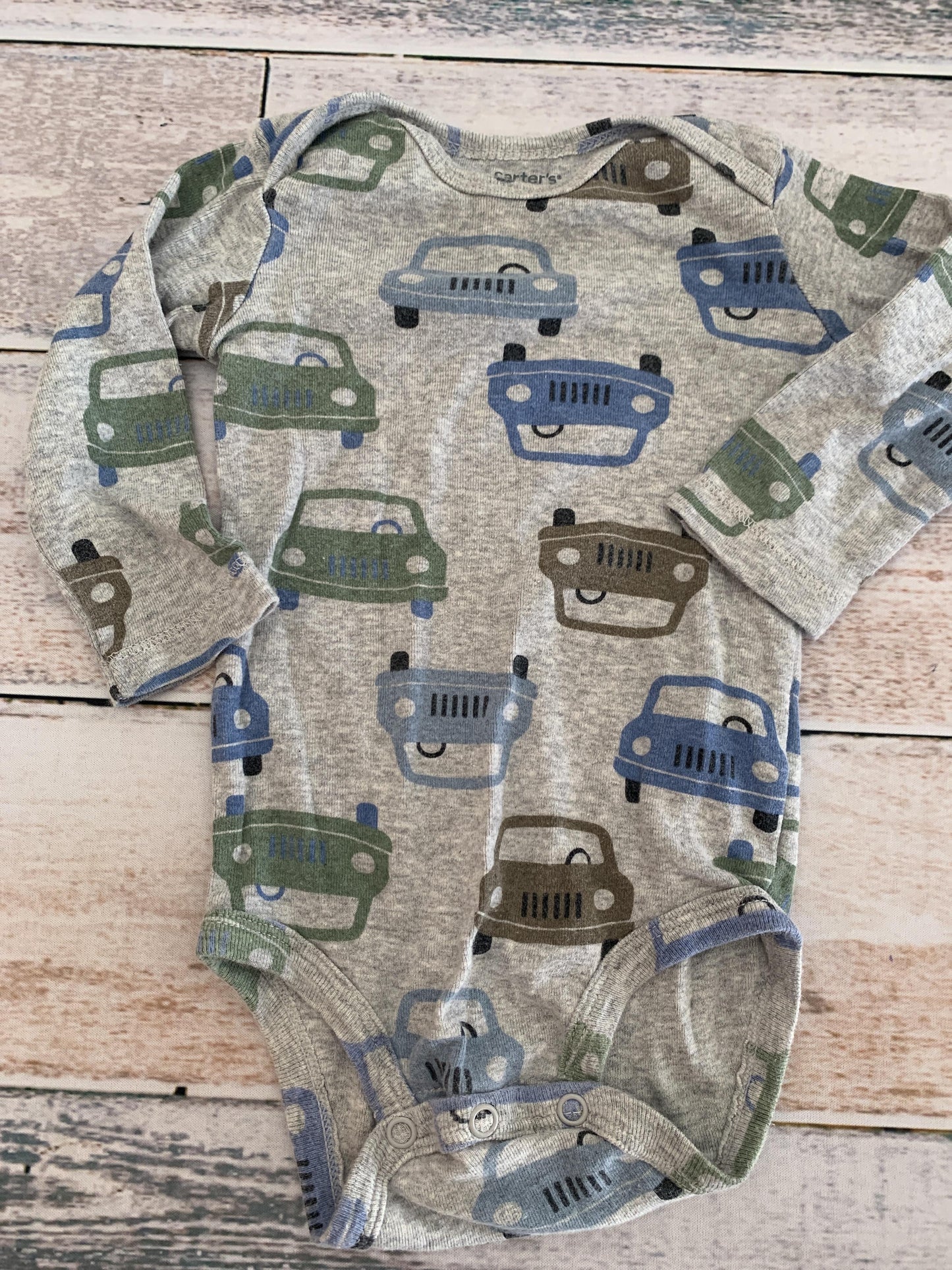 Carters Unisex Grey | Light Blue | Brown | light green Onesie Size: 12 months Grey | Light Blue | Brown | light green