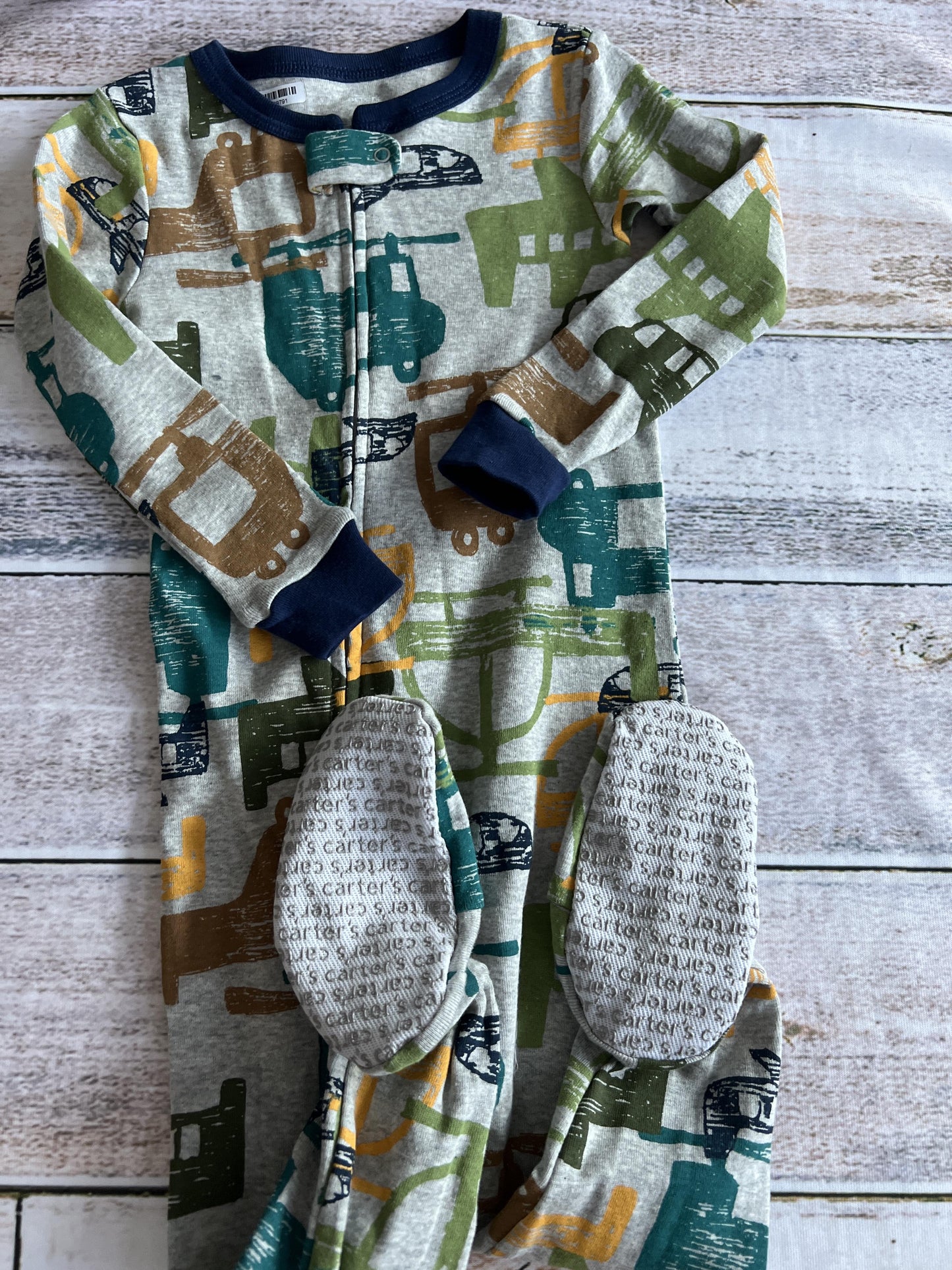 Carters Boys Grey | Light Blue | Teal | Pattern Pajamas Size: 2T Grey | Light Blue | Teal | Pattern