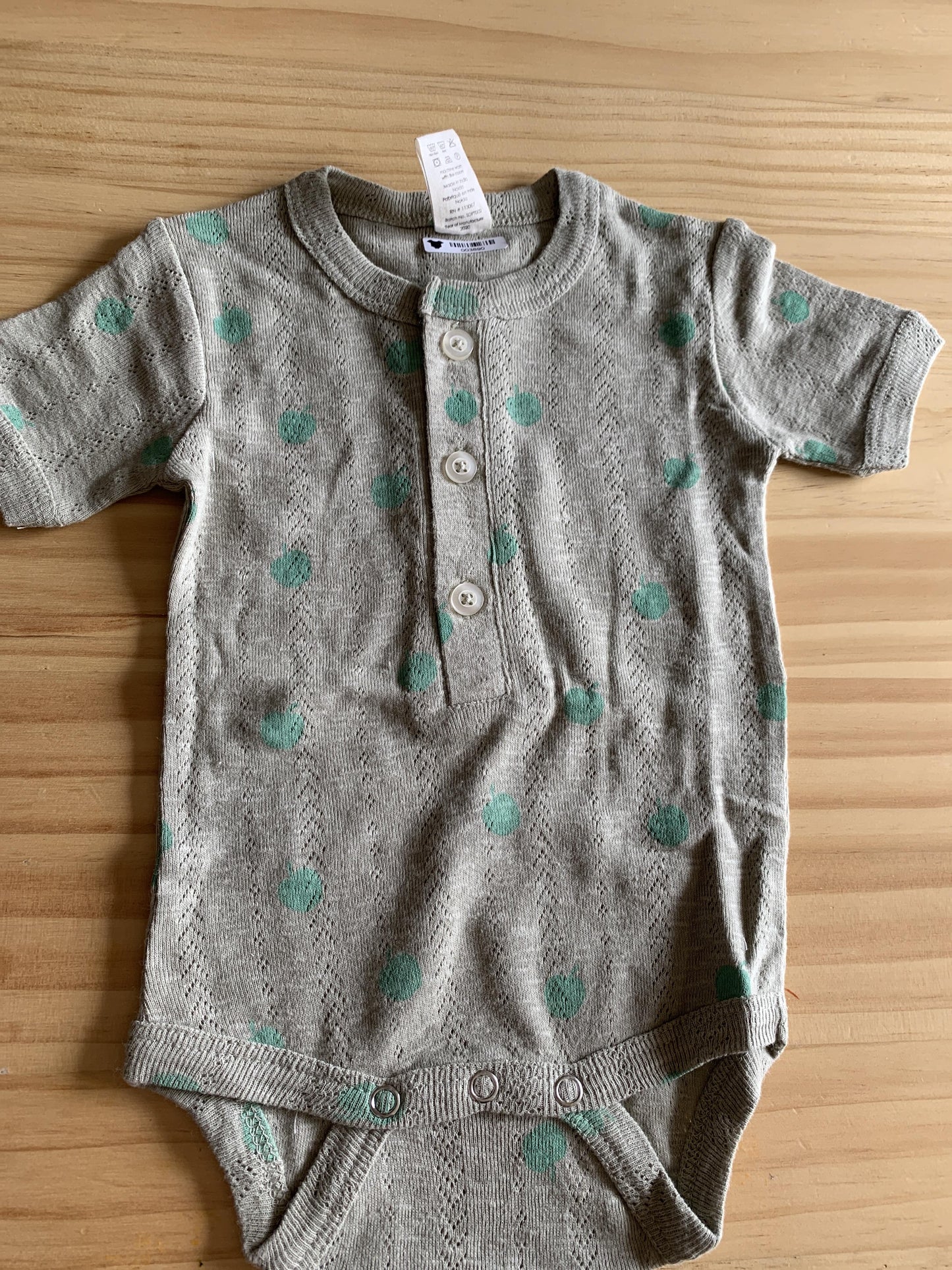 Kate Quinn Girls Grey | light green | Apricot | Fruit Onesie Size: 3-6 months Grey | light green | Apricot | Fruit