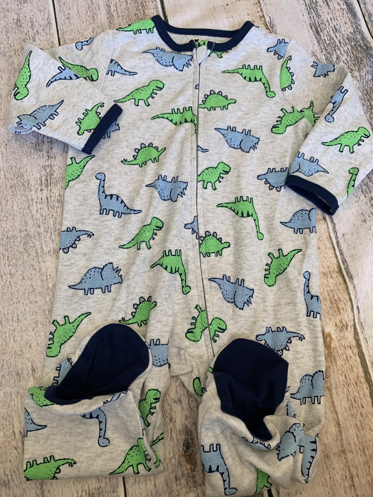 Little Me Boys Grey | light green | Light Blue | Dinosaur Pajamas Size: 9 months Grey | light green | Light Blue | Dinosaur
