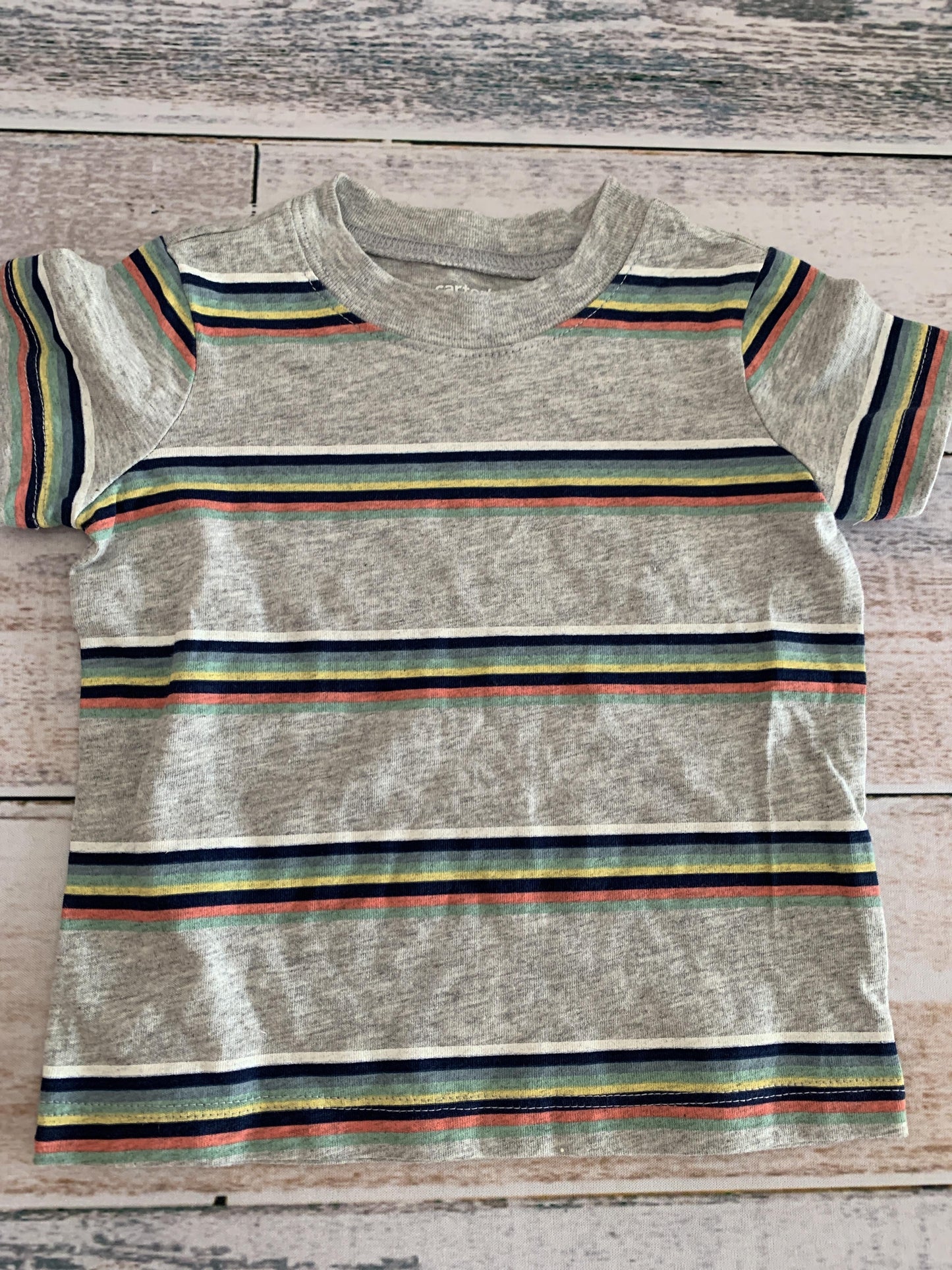 Carters Boys Grey | light green | Light Blue | Navy Blue | Stripe | Retro T-Shirt Size: 12M Grey | light green | Light Blue | Navy Blue | Stripe | Retro