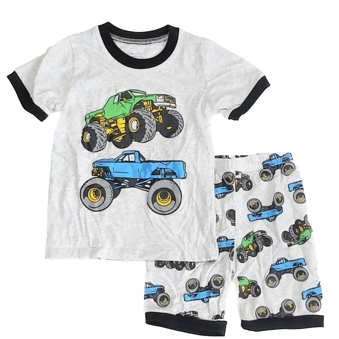 Unknown Boys Grey "Monster Trucks" 2-piece Pajamas Size: 6 Years Grey "Monster Trucks"