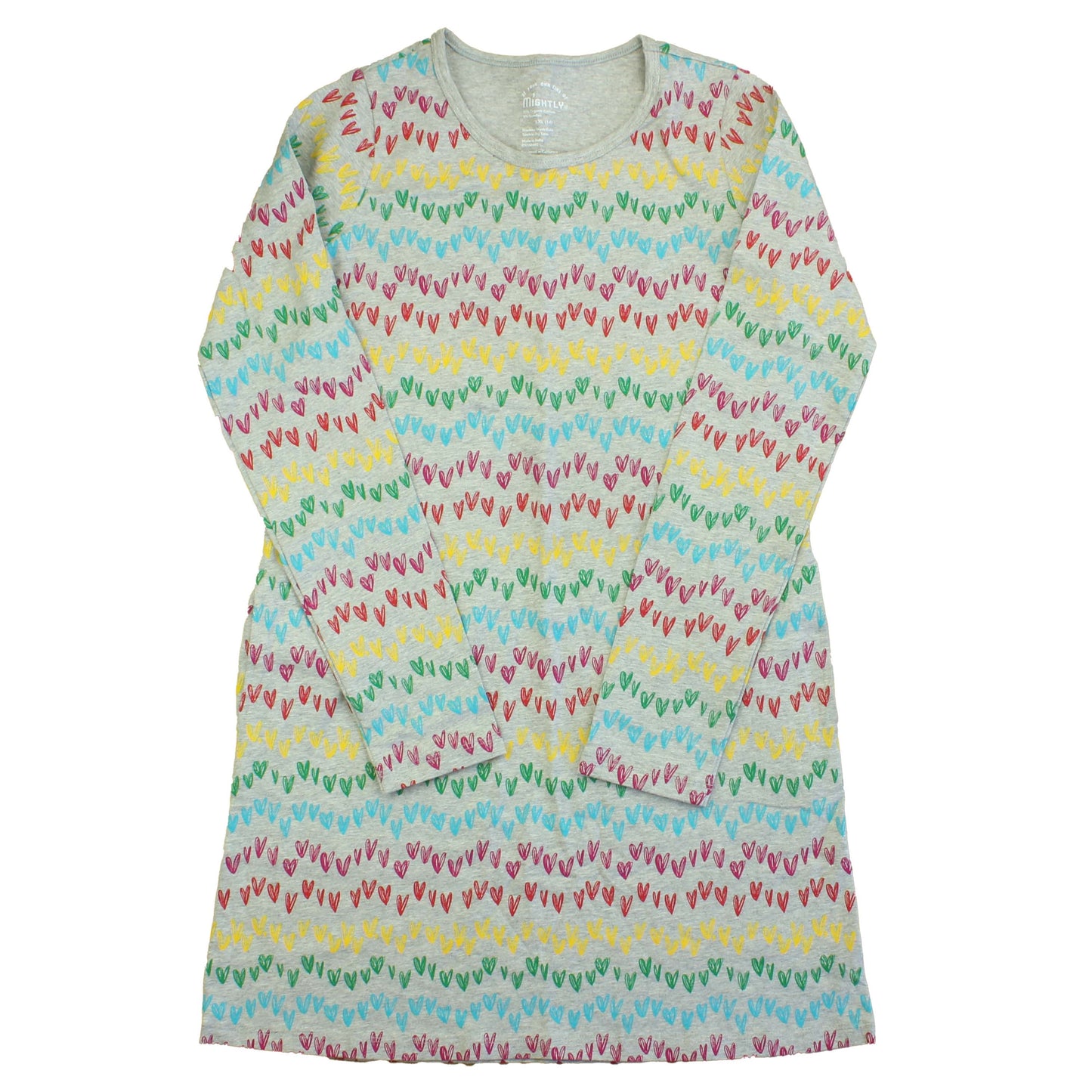Mightly Girls Grey | Multi | Hearts Dress Size: 14 Years Grey | Multi | Hearts