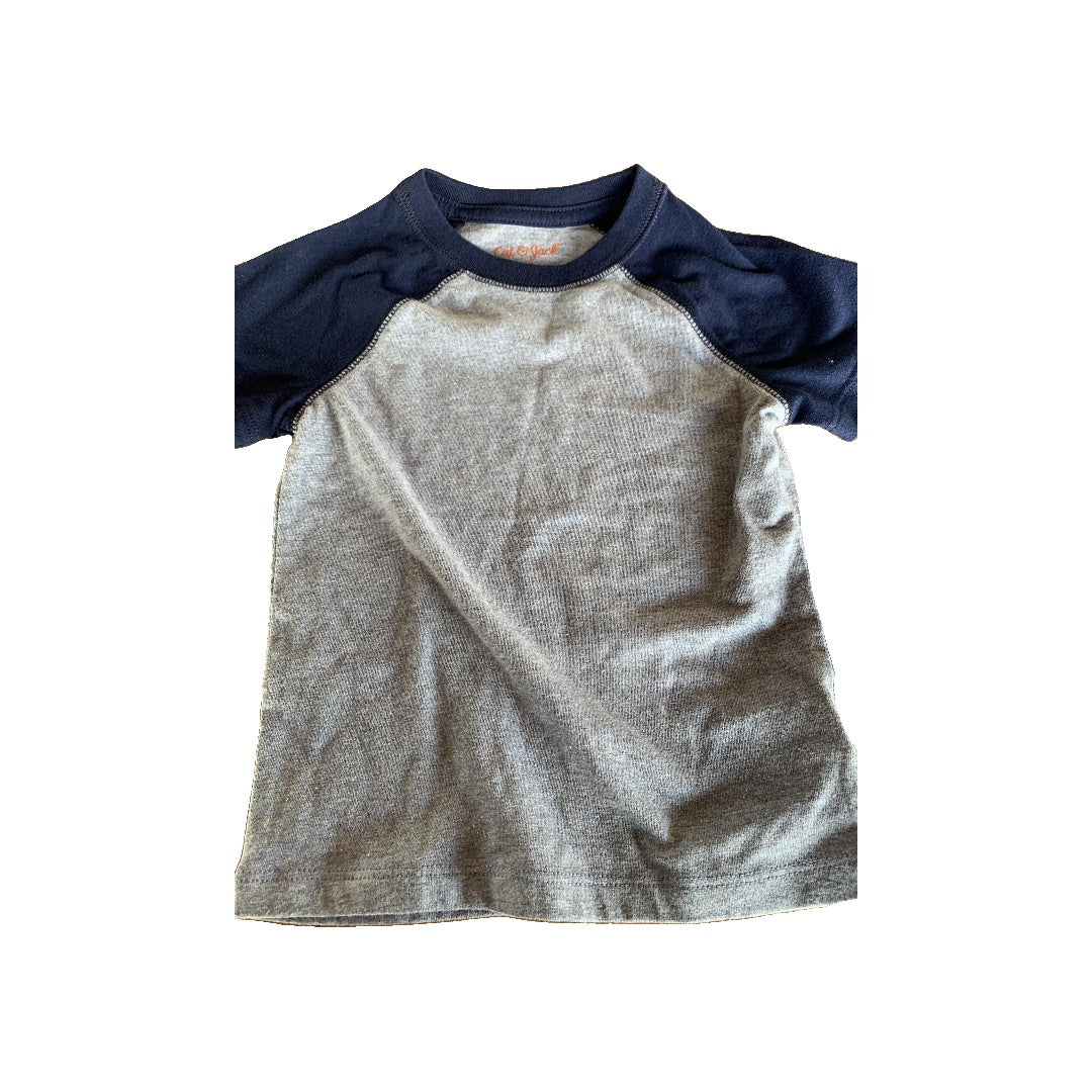 Cat & Jack Boys Grey | Navy Blue T-Shirt Size: 12 months Grey | Navy Blue
