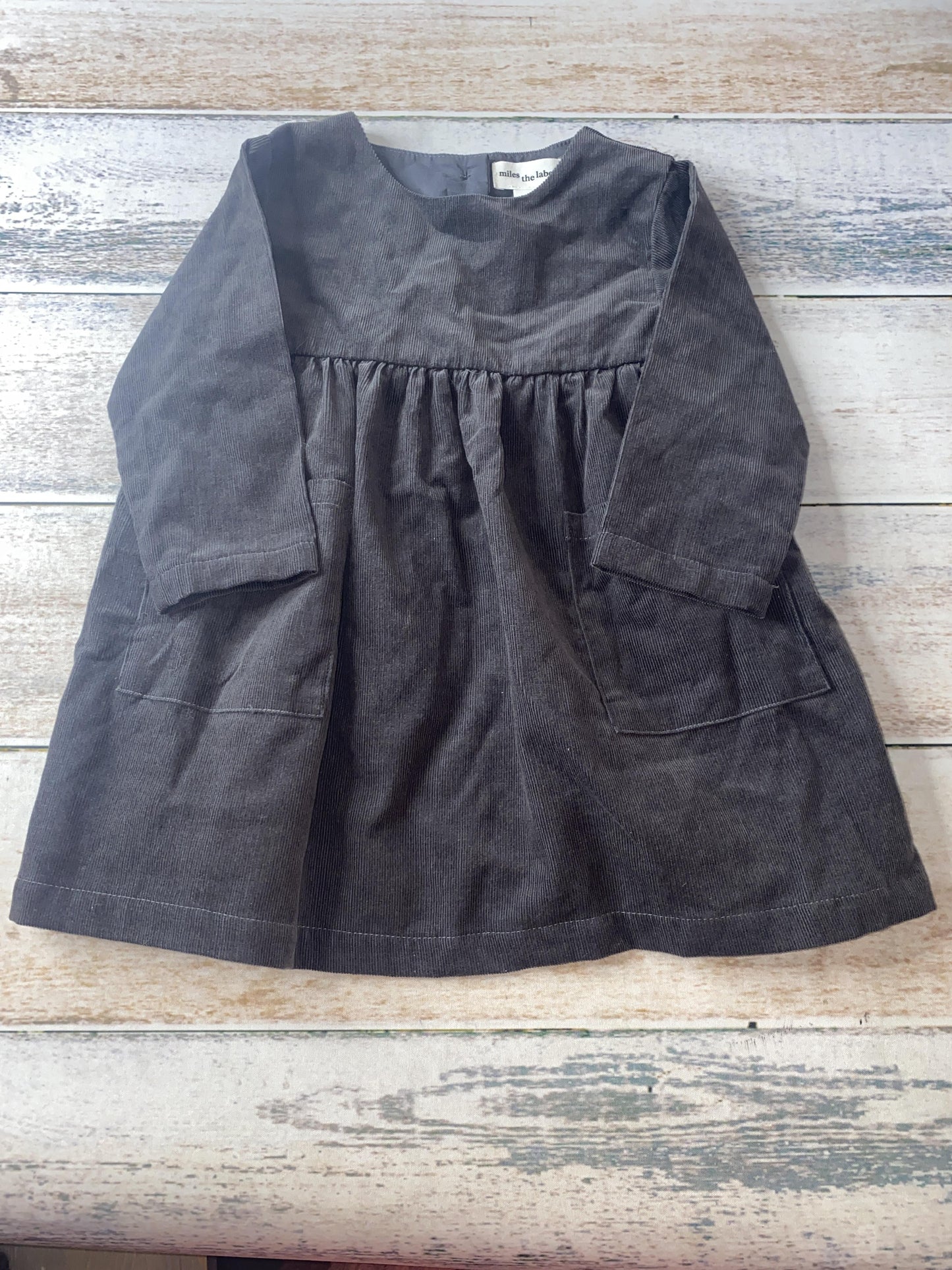Miles Girls Grey | Navy Blue Dress Size: 12M Grey | Navy Blue